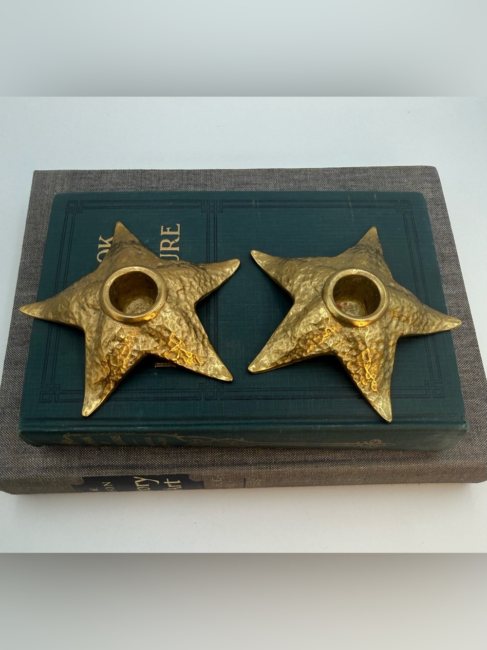 Vintage Dirilyte G16 Brass Starfish Taper Candle Holders